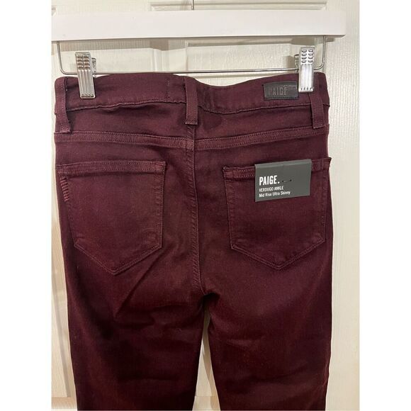 Paige Verdugo Ankle Mid-Rise Ultra Skinny Jean Aubergine sz 26 NWT $189 - Picture 6 of 8